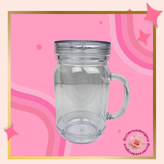Acrylic Snowglobe Mason Jar Tumbler (20oz)