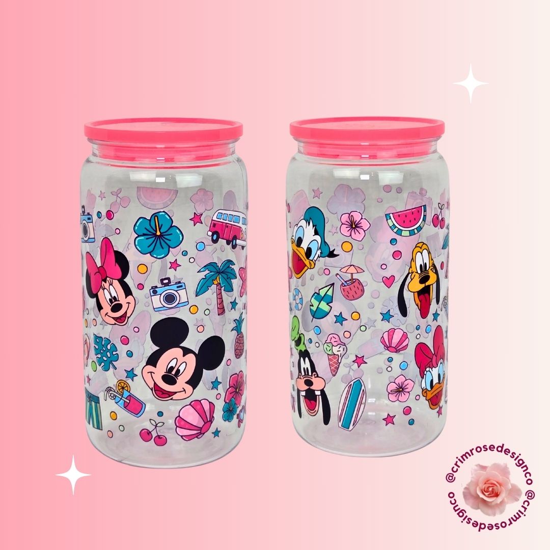 16oz acrylic cup with a Disney beach design
