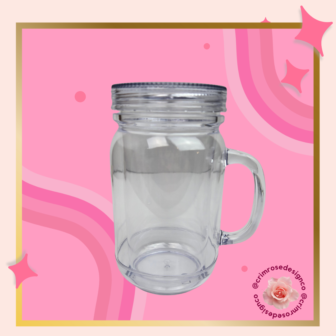 Acrylic Snowglobe Mason Jar Tumbler (20oz)