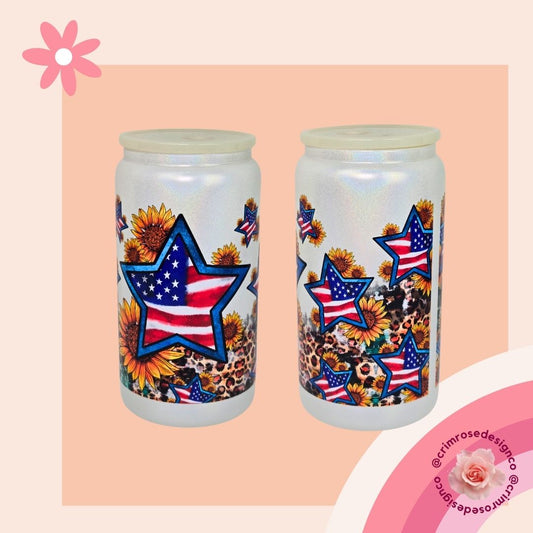 16oz White Shimmer Glass Libby